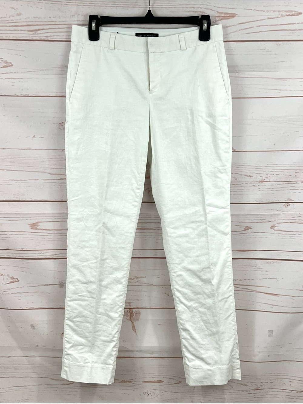 Banana Republic Avery White Linen Blend Trouser Pants
